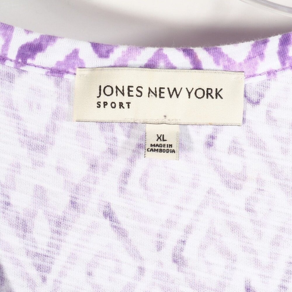 Jones NY Sport Top Women Size XL Cotton Ruffles V Neck Sleeveless Purple - Picture 10 of 11